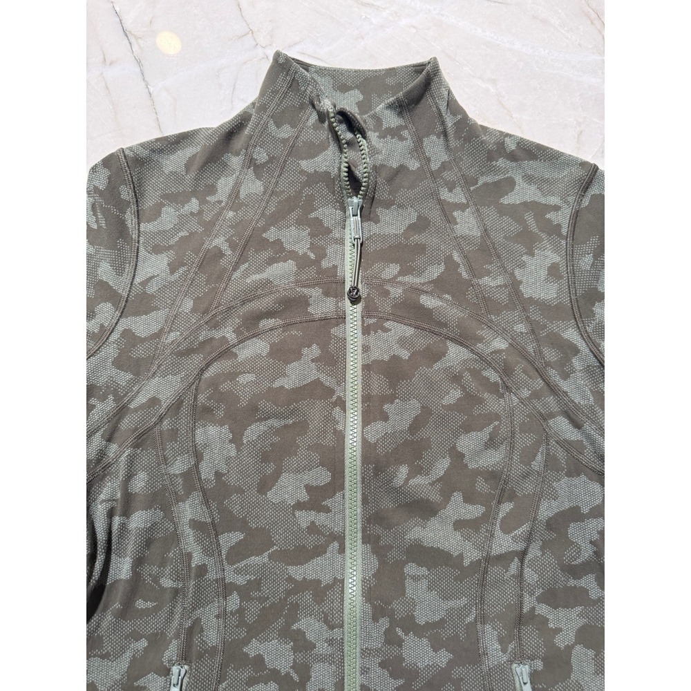 Lululemon Define Jacket Heritage Camo Olive Green Twill Women's 12 #109 - Picture 9 of 16